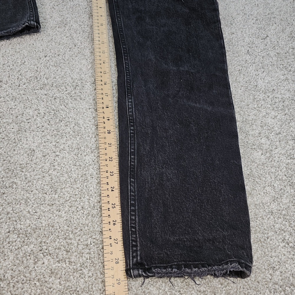 ABERCROMBIE & FITCH Dad Jeans Women 29 High-Rise 4 Black Distressed Button-Fly - Picture 3 of 7